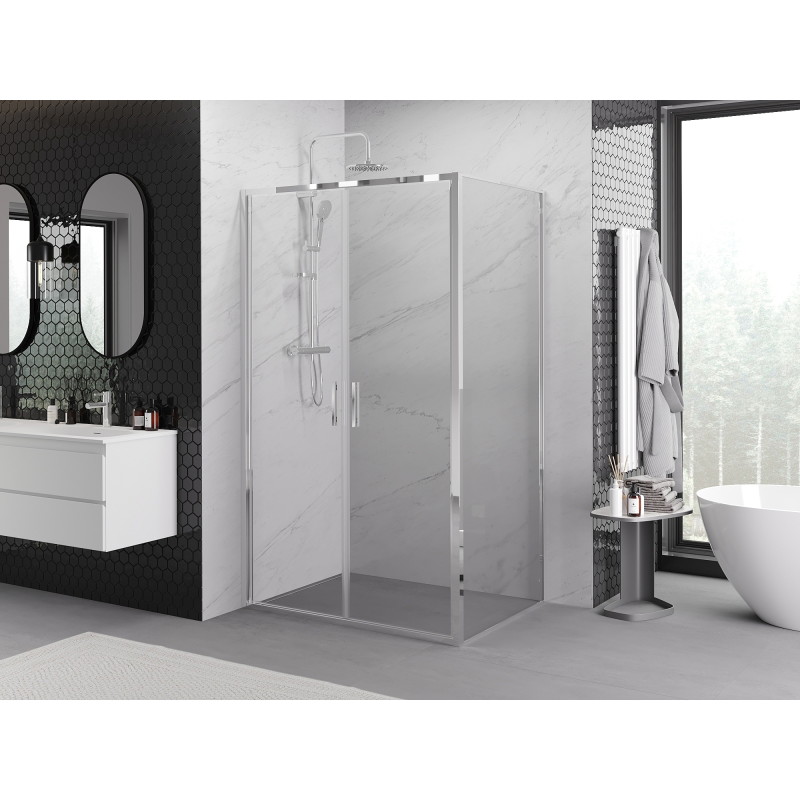 Mexen Exo-B Duo sprchový kút otvárací 100 x 80 cm, priehľadný, chróm - 814-100-080-01-00