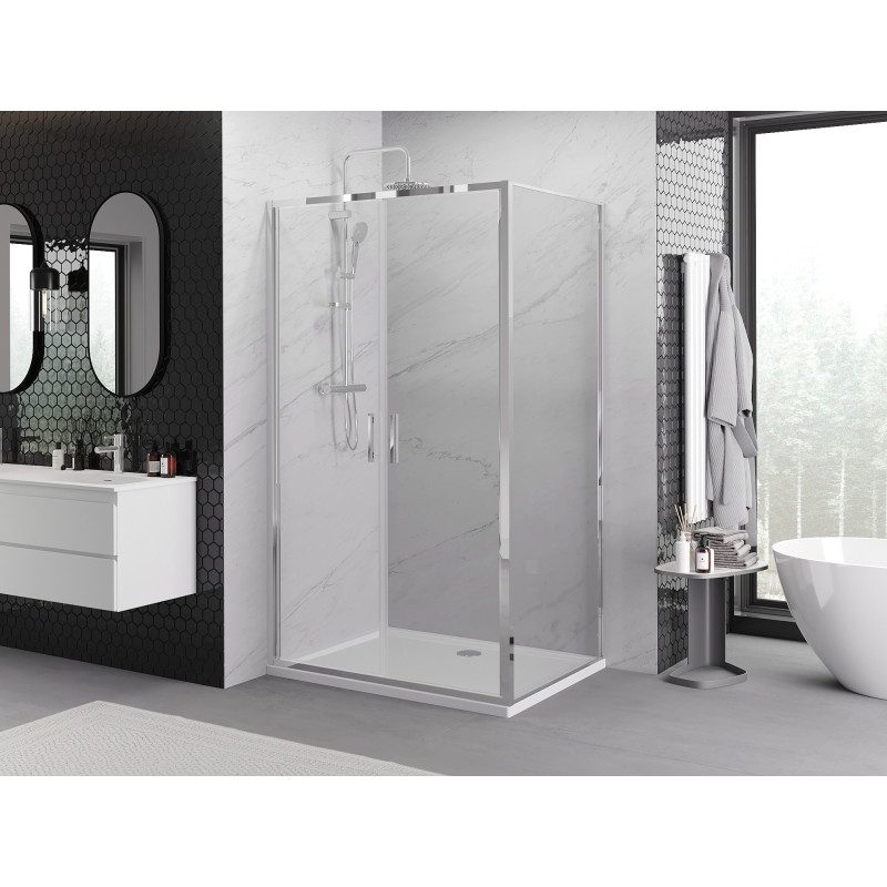 Mexen Exo-B Duo sprchový kút otvárací 100 x 80 cm, priehľadný, chróm - 814-100-080-01-00