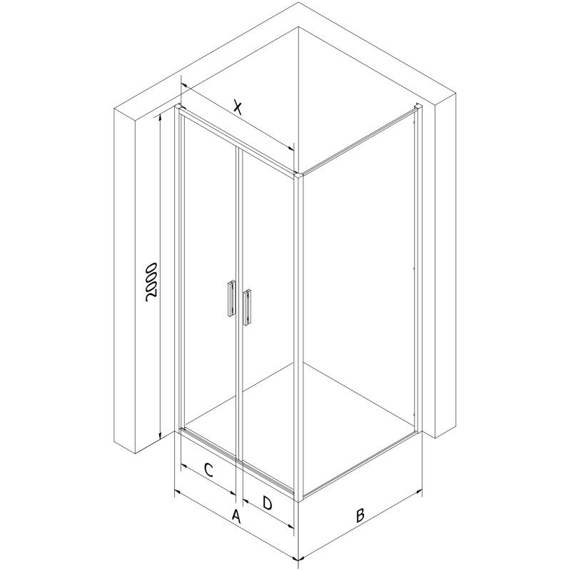 Mexen Exo-B Duo sprchový kút otvárací 100 x 80 cm, priehľadný, chróm - 814-100-080-01-00