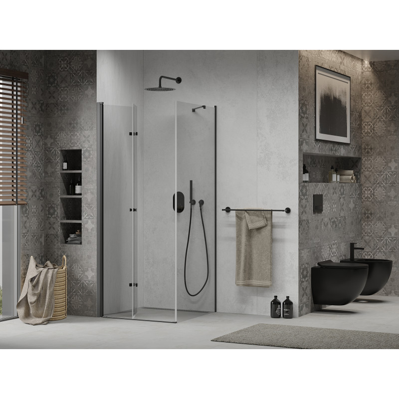 Mexen Lima sprchovací kút skladací 70 x 70 cm, priehľadný, čierny - 856-070-070-70-00
