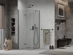 Mexen Lima skladací sprchovací kút 70 x 70 cm, priehľadný, čierny - 856-070-070-70-00