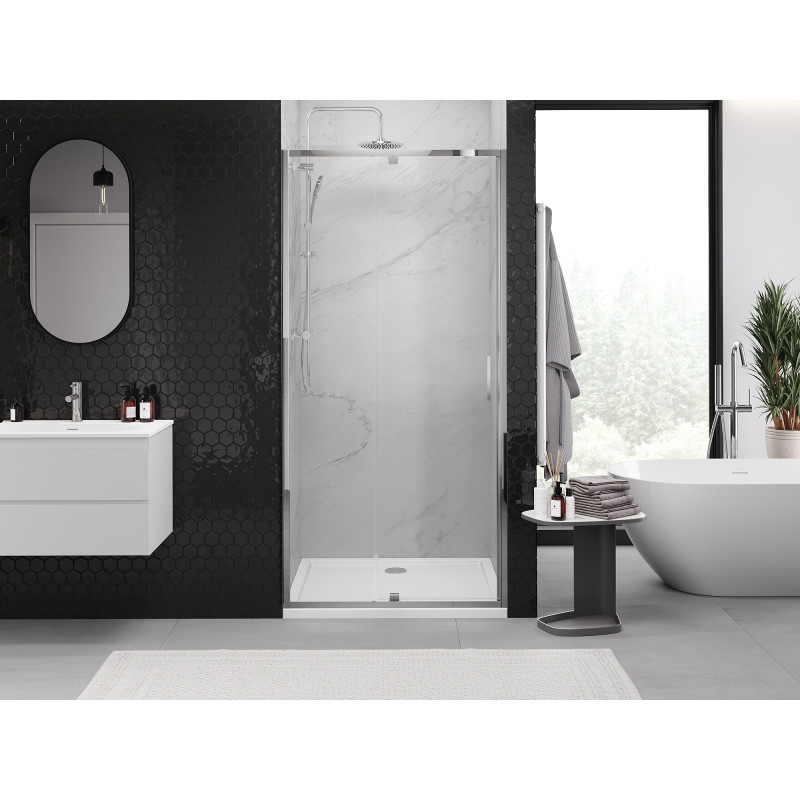 Mexen Exo-R sprchové dvere otvárateľné 125 cm, transparentné, chróm - 819-125-000-01-00