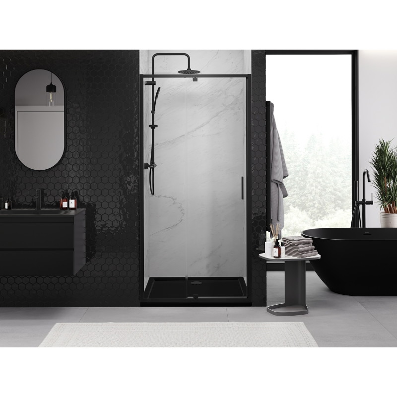 Mexen Exo-R oscilne sprchové dvere 120 cm, priehľadné, čierne - 819-120-000-70-00