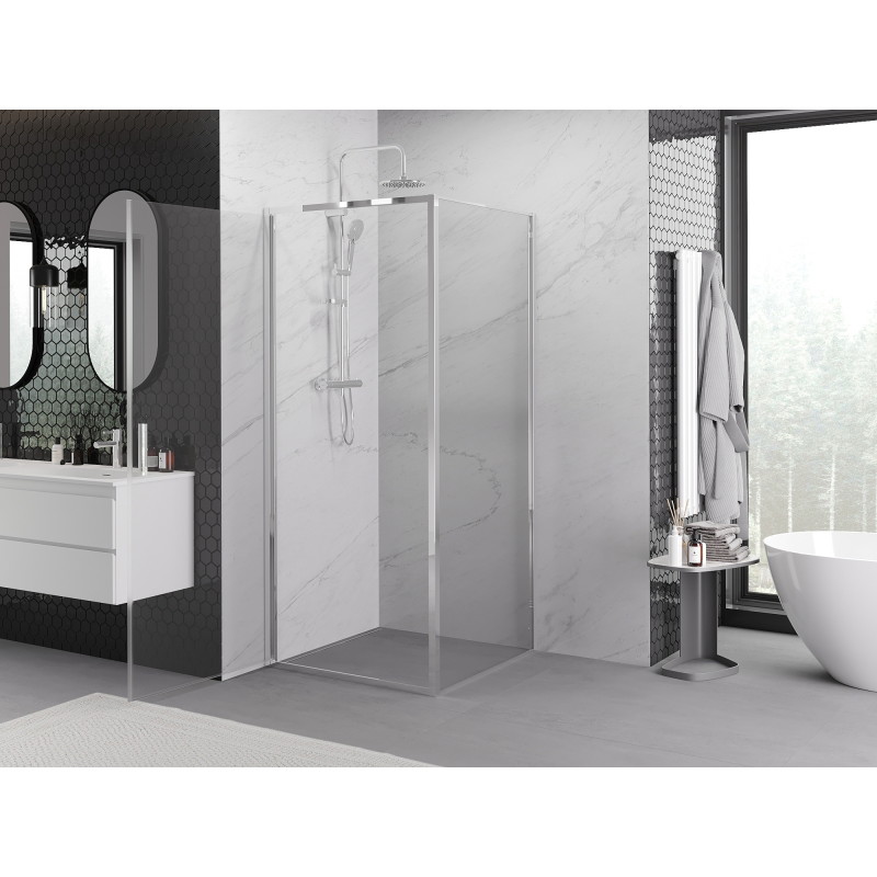 Mexen Exo-B sprchovací kút s otočnými dverami 80 x 80 cm, transparentný, chróm - 817-080-080-01-00