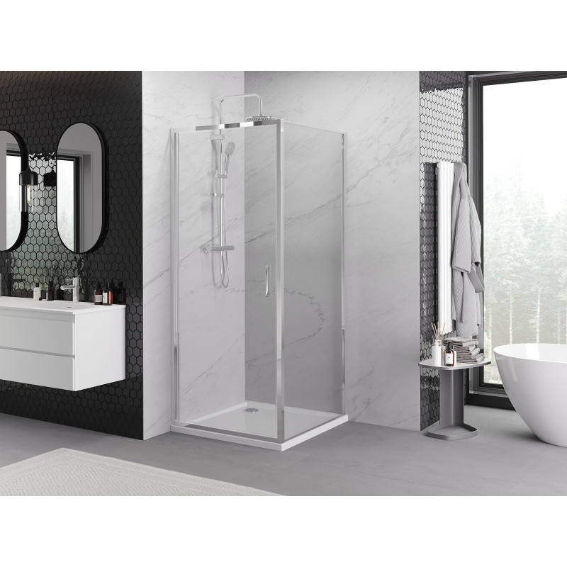 Mexen Exo-B sprchovací kút s otváravými dverami 90 x 90 cm, transparentný, chróm - 817-090-090-01-00
