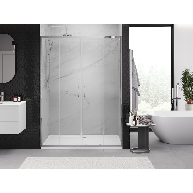 Mexen Exo-S Duo dvojité posuvné sprchové dvere 160 cm, priehľadné, chróm - 8152-160-000-01-00