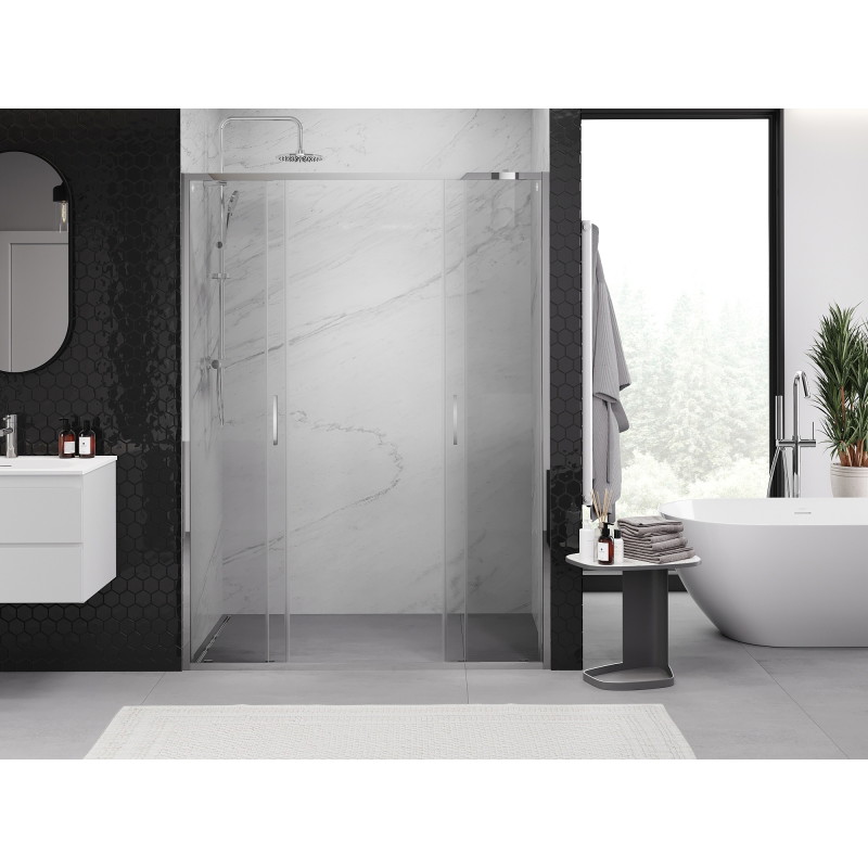 Mexen Exo-S Duo dvojité posuvné sprchové dvere 160 cm, priehľadné, chróm - 8152-160-000-01-00