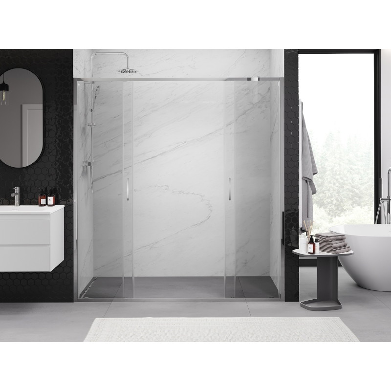 Mexen Exo-S Duo dvojité posuvné sprchové dvere 170 cm, transparentné, chróm - 8152-170-000-01-00