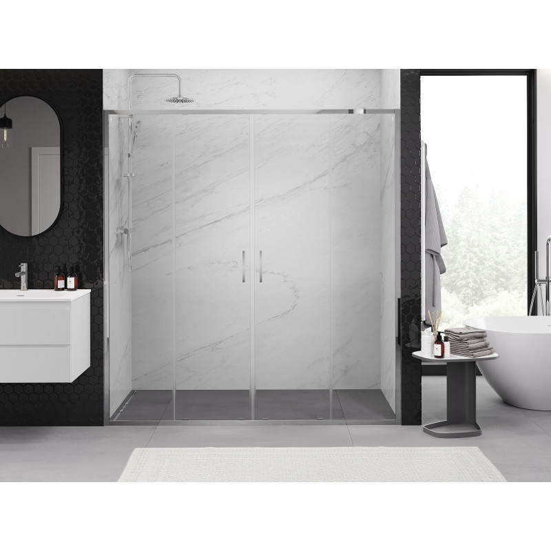 Mexen Exo-S Duo dvojité posuvné sprchové dvere 200 cm, transparentné, chróm - 8152-200-000-01-00