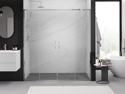 Mexen Exo-S Duo dvojité posuvné sprchové dvere 200 cm, transparentné, chróm - 8152-200-000-01-00
