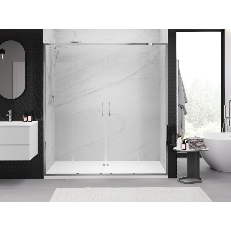 Mexen Exo-S Duo dvojité posuvné sprchové dvere 200 cm, transparentné, chróm - 8152-200-000-01-00