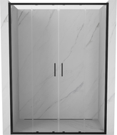 Mexen Exo-S Duo dvojité posuvné sprchové dvere 140 cm, priehľadné, čierne - 8152-140-000-70-00