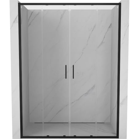 Mexen Exo dvojité posuvné sprchové dvere 150 cm, transparentné, čierne - 8152-150-000-70-00