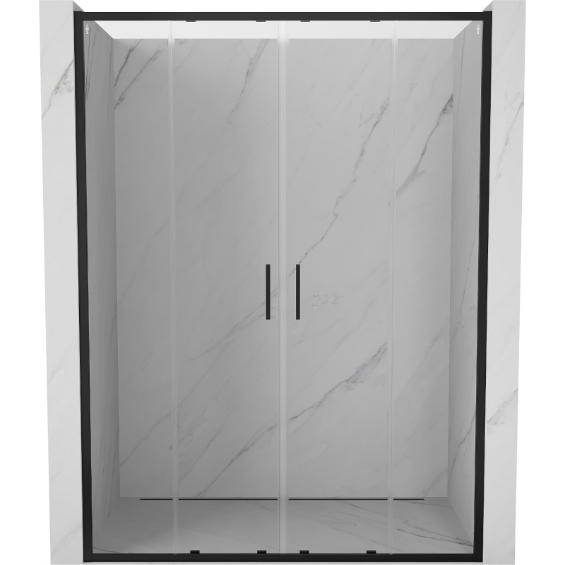Mexen Exo-S Duo dvojité posuvné sprchové dvere 160 cm, transparentné, čierne - 8152-160-000-70-00