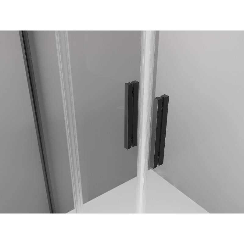 Mexen Exo-S Duo dvojité posuvné sprchové dvere 160 cm, transparentné, čierne - 8152-160-000-70-00