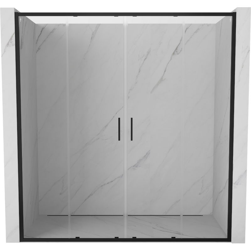 Mexen Exo dvojité posuvné sprchové dvere 180 cm, transparentné, čierne - 8152-180-000-70-00