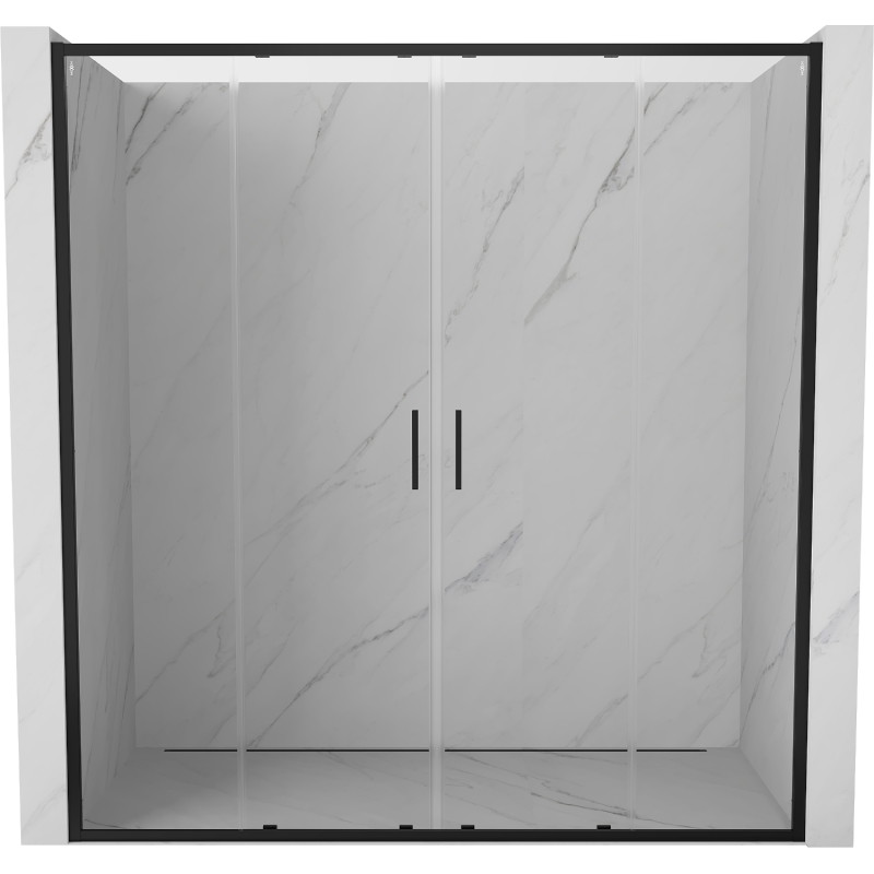Mexen Exo-S Duo dvojité posuvné sprchové dvere 190 cm, transparentné, čierne - 8152-190-000-70-00