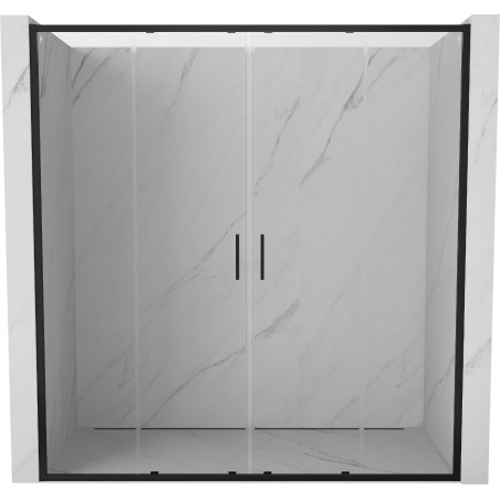 Mexen Exo-S Duo dvojité posuvné sprchové dvere 200 cm, transparentné, čierne - 8152-200-000-70-00