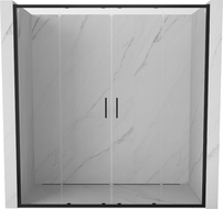 Mexen Exo dvojité posuvné sprchové dvere 200 cm, priehľadné, čierne - 8152-200-000-70-00