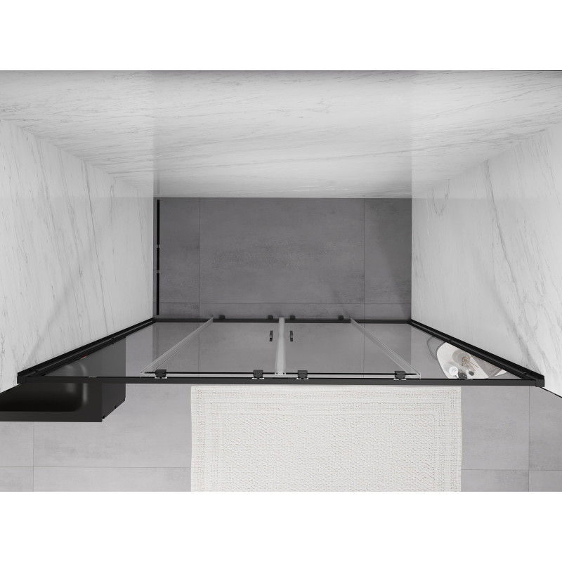 Mexen Exo-S Duo dvojité posuvné sprchové dvere 200 cm, transparentné, čierne - 8152-200-000-70-00