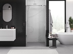 Mexen Exo dvere do sprchy jednokrídlové 85 cm, transparentné, chróm - 8181-085-000-01-00