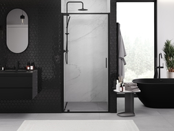 Mexen Exo sprchové dvere otváravé 70 cm, transparentné, čierne - 8181-070-000-70-00