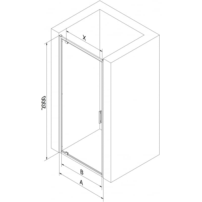 Mexen Exo sprchové dveře otevírací 100 cm, transparentní, černé - 8181-100-000-70-00