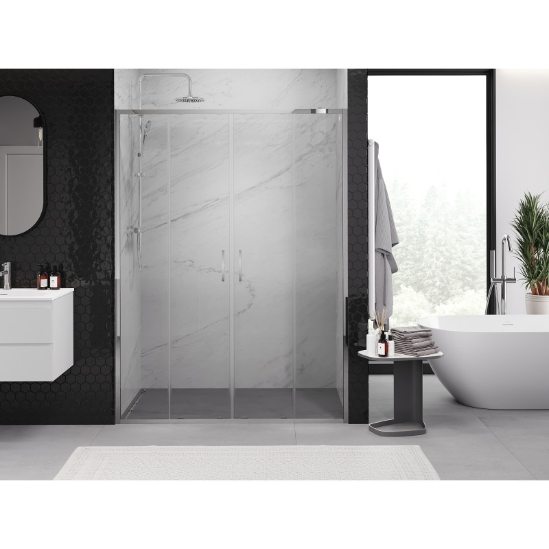 Mexen Exo-S Duo dvojité posuvné sprchové dvere 160 cm, priehľadné, chróm - 8152-160-000-01-00