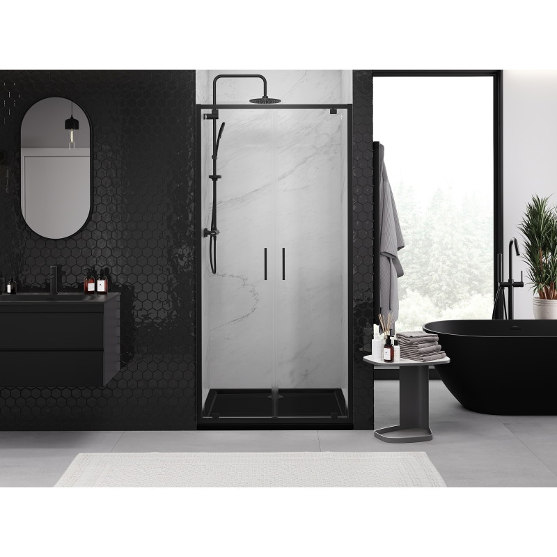 Mexen Exo-BR Duo dvojité sprchové dvere 90 cm, transparentné, čierne - 8182-090-000-70-00