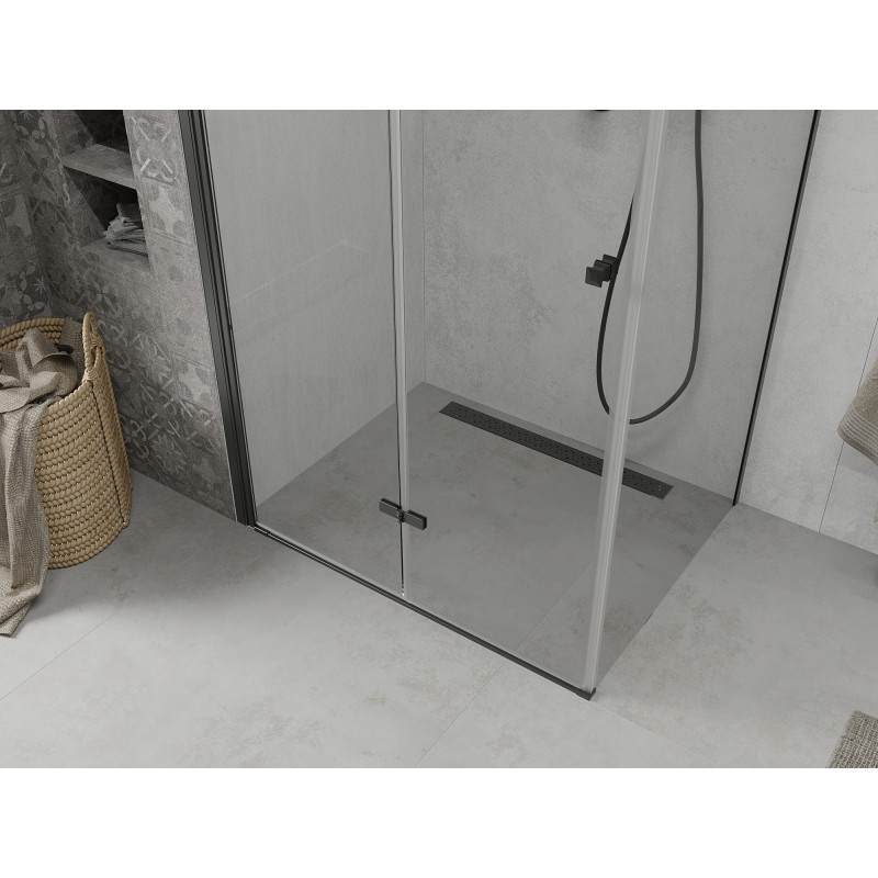 Mexen Lima skladací sprchový kút 90 x 80 cm, transparentný, čierny - 856-090-080-70-00