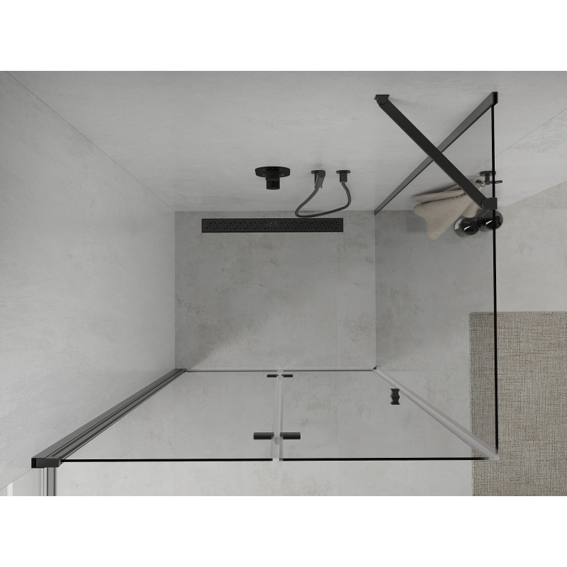 Mexen Lima skladací sprchový kút 90 x 80 cm, transparentný, čierny - 856-090-080-70-00