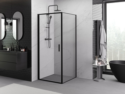 Mexen Exo sprchový kút otvárací 80 x 80 cm, transparentný, čierny - 817-080-080-70-00