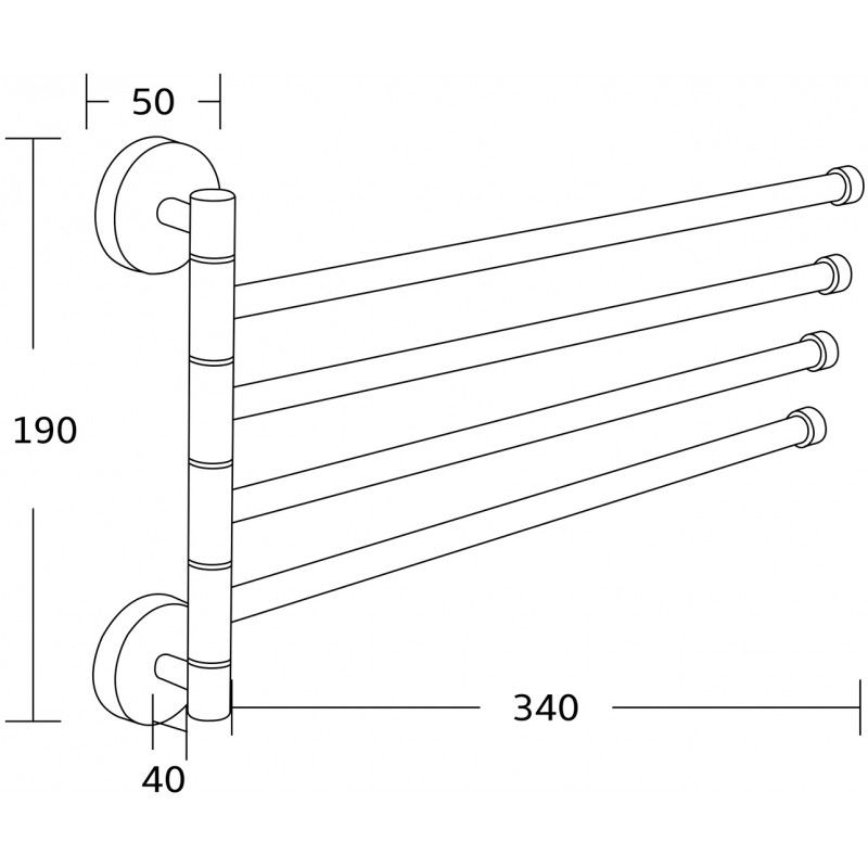 Mexen štvornásobný otočný vešiak na uteráky, čierny - 7039244-70