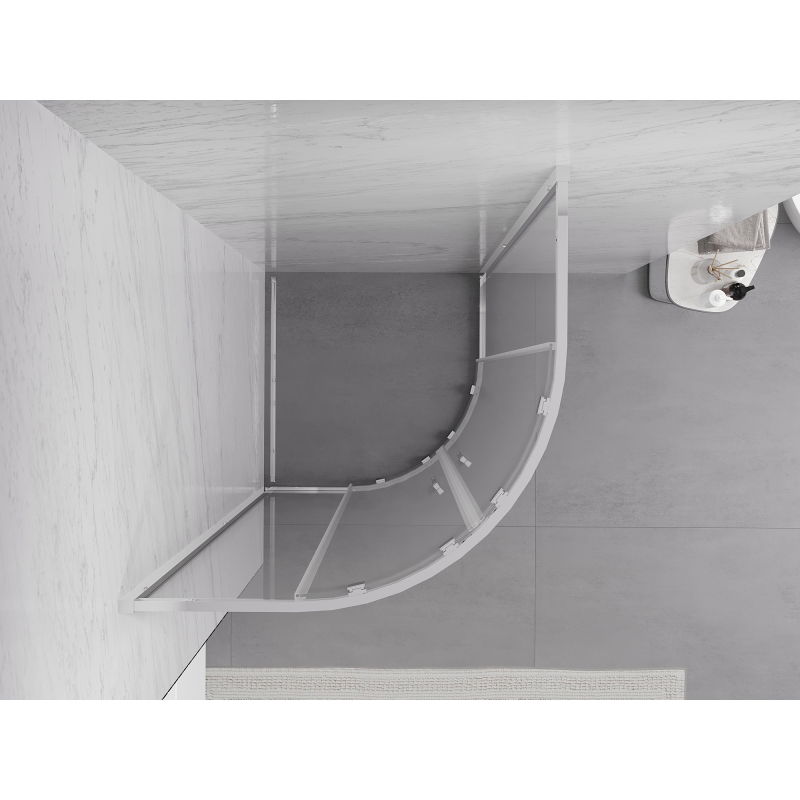 Mexen Exo sprchový kút polkruhový posuvný 100 x 100 cm, transparentný, chróm - 8132-100-100-01-00