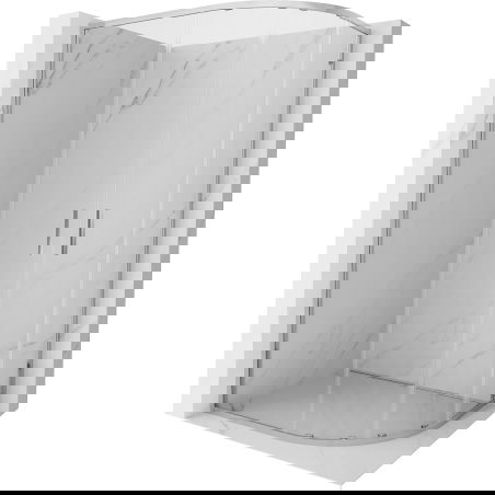 Mexen Exo polokruhová asymetrická sprchová kabína posuvná 90 x 80 cm, transparentná, chróm - 8132-090-080-01-00