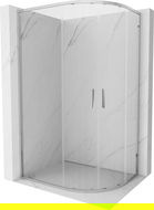 Mexen Exo sprchový kút polkruhový asymetrický posuvný 90 x 80 cm, transparentný, chróm - 8132-090-080-01-00