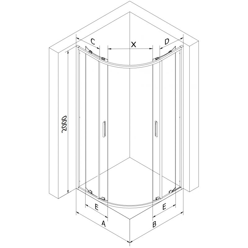 Mexen Exo polkruhová asymetrická sprchová kabína posuvná 100 x 90 cm, transparentná, chróm - 8132-100-090-01-00