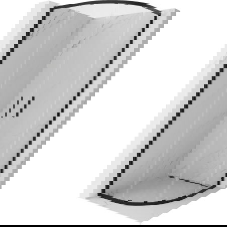 Mexen Exo sprchová kabína polkruhová posuvná 100 x 100 cm, transparentná, čierna - 8132-100-100-70-00