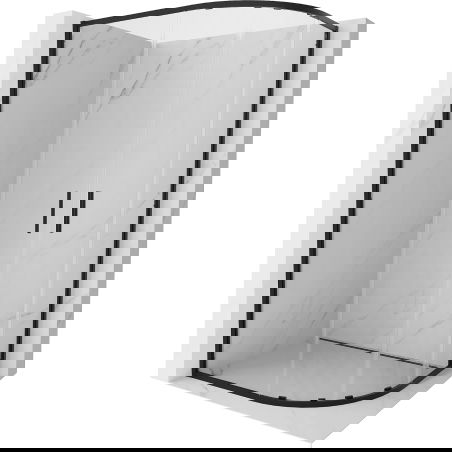 Mexen Exo asymetrická polkruhová sprchová kabína posuvná 100 x 90 cm, transparentná, čierna - 8132-100-090-70-00