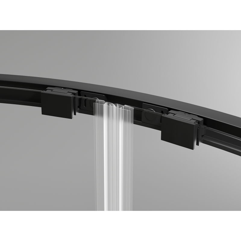 Mexen Exo sprchová kabína polkruhová asymetrická posuvná 120 x 90 cm, transparentná, čierna - 8132-120-090-70-00