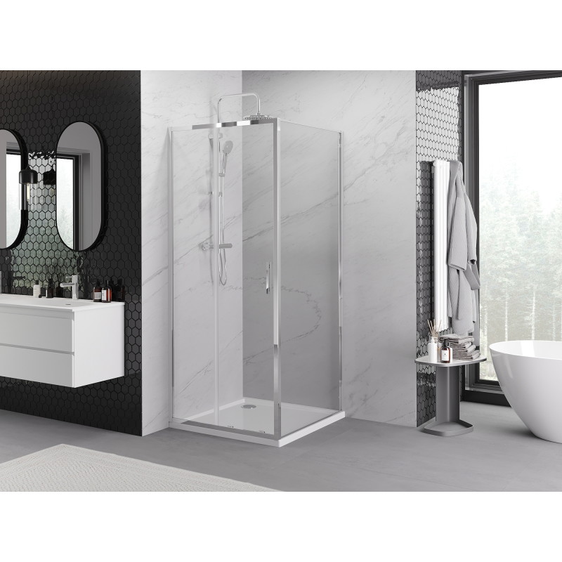 Mexen Exo-S posuvná sprchová kabína 90 x 90 cm, priehľadná, chróm - 8151-090-090-01-00