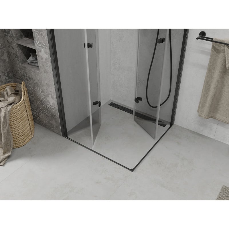 Mexen Lima Duo skladacia sprchová kabína 80 x 80 cm, transparentná, čierna - 856-080-080-70-00-02