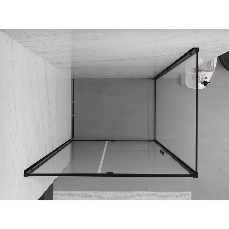 Mexen Exo-R sprchovací kút sklápací 95 x 75 cm, transparentný, čierny - 819-095-075-70-00