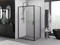 Mexen Exo-R sprchovací kút s otočnými dverami 145 x 80 cm, číry, čierny - 819-145-080-70-00