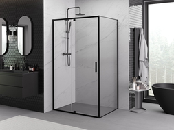 Mexen Exo sprchový kút otočný 100 x 90 cm, priehľadný, čierny - 819-100-090-70-00