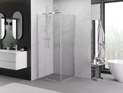 Mexen Exo-R Duo štvorcový sprchový kút s veľkosťou 80 x 80 cm, transparentný, chróm - 8110-080-080-01-00
