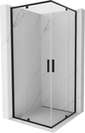 Mexen Exo-R Duo štvorcový sprchový kút s otváravými dverami 70 x 70 cm, transparentný, čierny - 8110-070-070-70-00