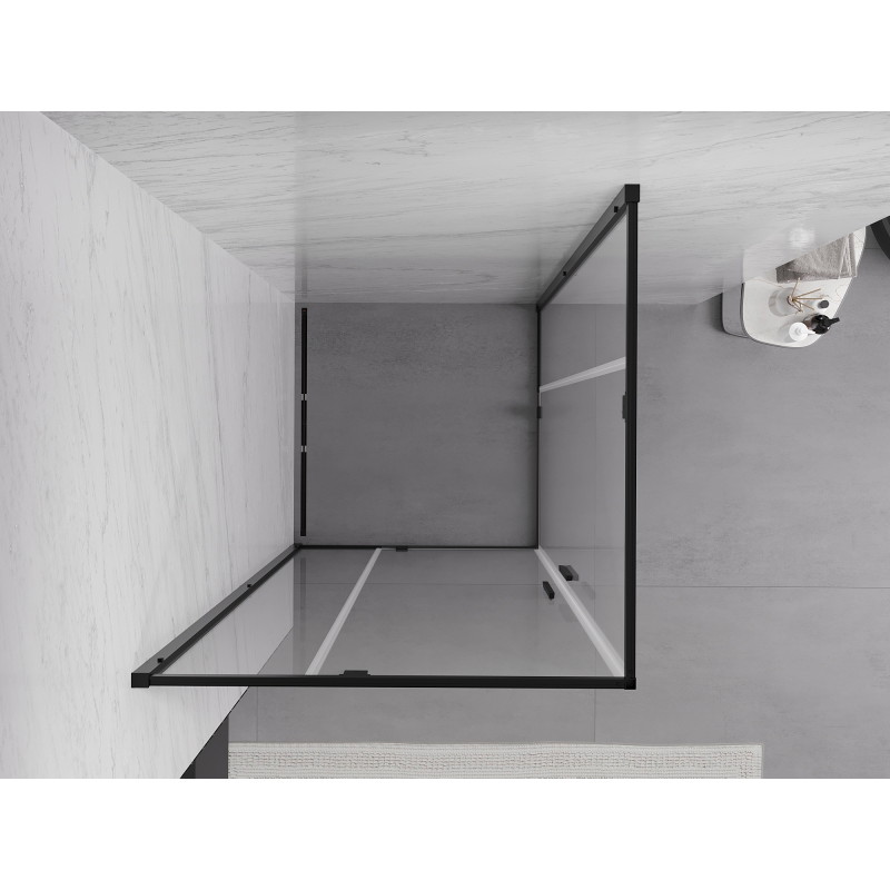 Mexen Exo-R Duo štvorcový sprchový kút s otváravými dverami 70 x 70 cm, transparentný, čierny - 8110-070-070-70-00