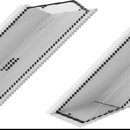 Mexen Exo štvorcová sprchová kabína, otváracia 100 x 100 cm, transparentná, čierna - 8110-100-100-70-00