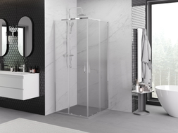 Mexen Exo-S Duo štvorcový posuvný sprchový kút 70 x 70 cm, transparentný, chróm - 8111-070-070-01-00